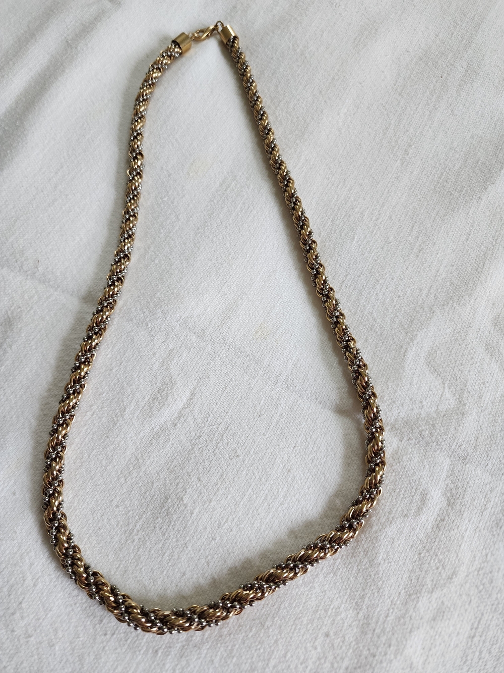 Vintage Twisted Rope Chain Necklace - Gold and Silver